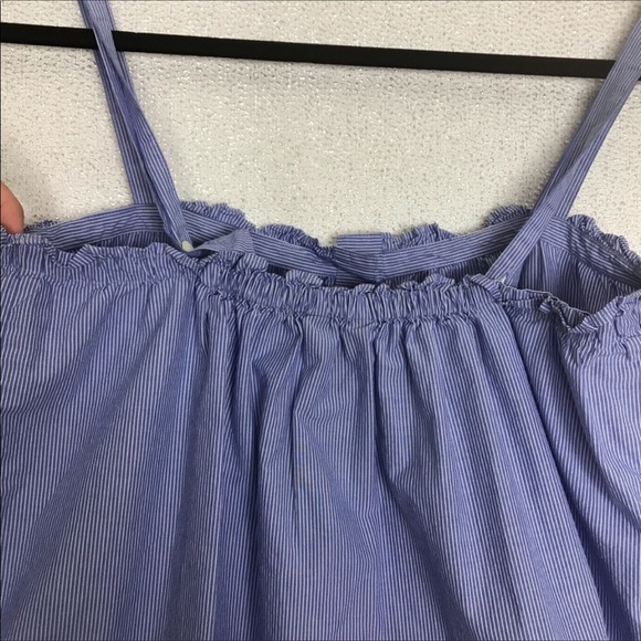 J. Crew Button Front Ruffle Pinstripe Blouse Sz 10 - Picture 5 of 7